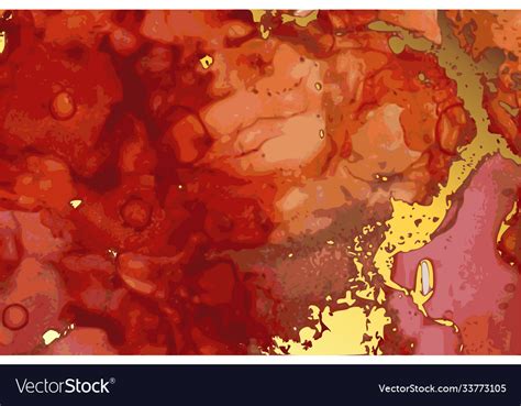 Red and gold stone marble texture alcohol ink Vector Image