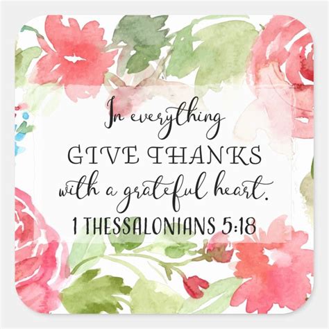 In everything, give thanks | scripture art square sticker | Zazzle ...