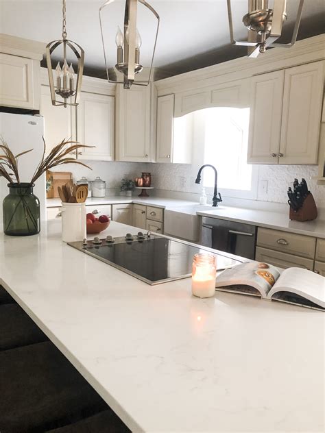 New White Quartz Countertops + Kitchen Sources - Marly Dice