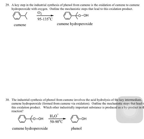 Solved 29. A key step in the industrial synthesis of phenol | Chegg.com