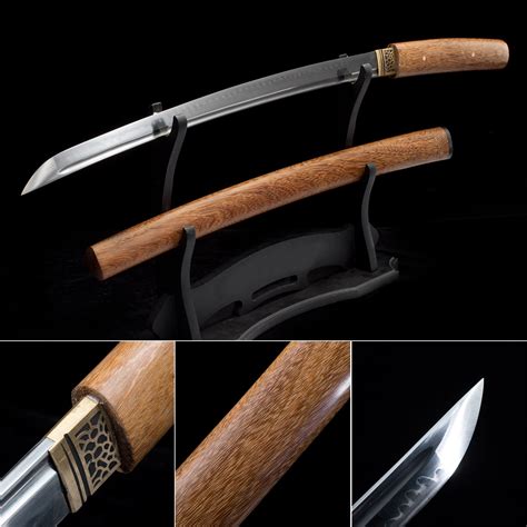 Handmade T10 Carbon Steel Real Hamon Japanese Shirasaya Wakizashi Sword ...