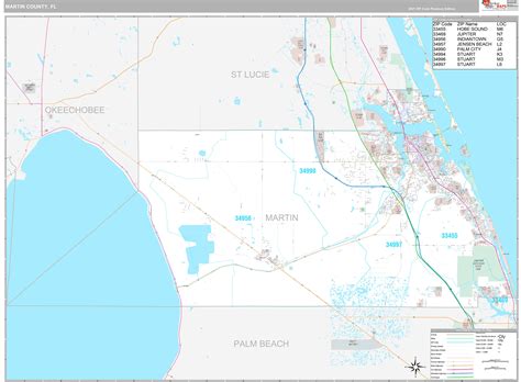 Martin County, FL Wall Map Premium Style by MarketMAPS - MapSales