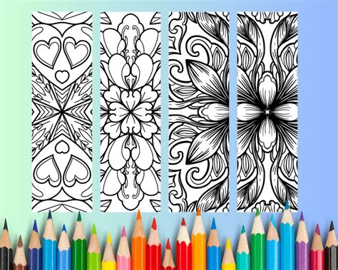 Digital Bookmark for Coloring, Mandala Coloring Bookmark, Coloring ...