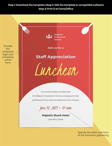 Staff Appreciation Luncheon Invitation Template in Illustrator, Word ...