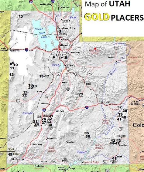 Utah Gold Placer Map | Gold Panning Utah