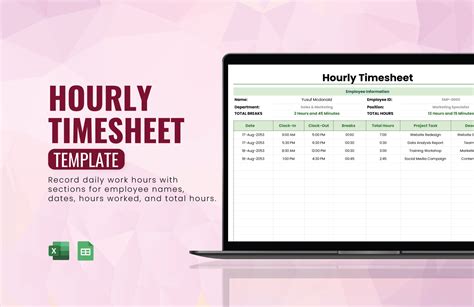 Hourly Timesheet Template in Excel, Google Sheets - Download | Template.net