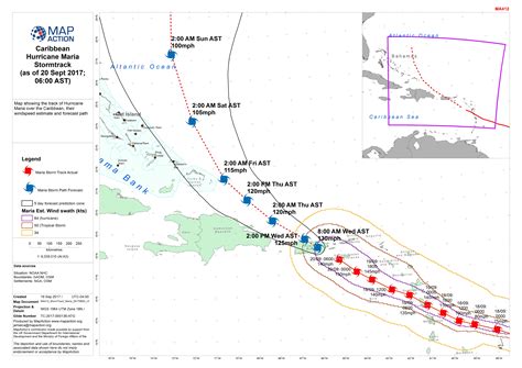 Caribbean Hurricane Maria Stormtrack (as of 20 Sept 2017, 06:00 AST ...