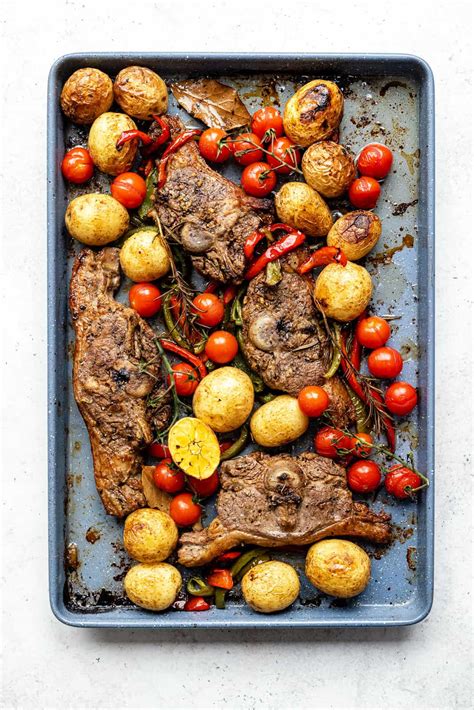 Oven-Baked Lamb Chops with Potatoes and Peppers - Supergolden Bakes