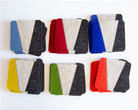 Set of square felt coasters - various colors