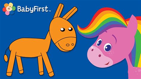 Farm Animals | Coloring and Music | Rainbow Horse | BabyFirst TV - YouTube