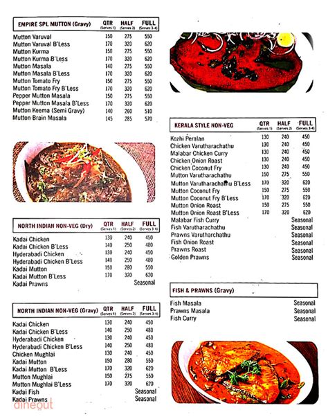 Menu of Empire Restaurant, Indiranagar, Bangalore | Dineout