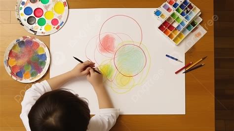 Child Making A Drawing Of Circles Background, Child Drawing A Picture ...