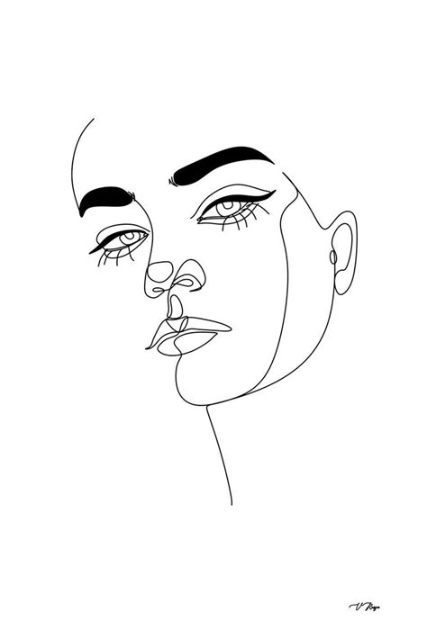 Female line art. Line drawing woman. Abstact line art face. Line ...