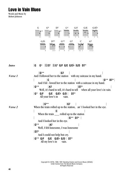 Love In Vain Blues by Robert Johnson - Guitar Chords/Lyrics - Guitar ...