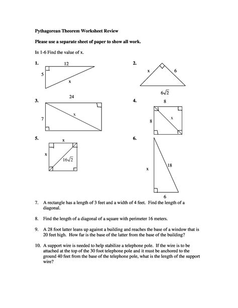 Pythagoras Theorem Worksheets Grade 8