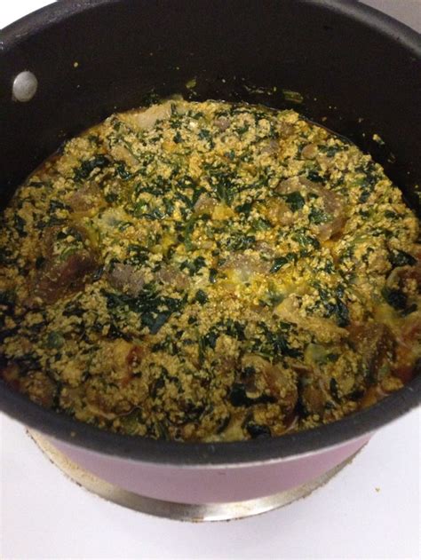 Egusi & spinach with assorted meat - beef, tripe, goat meat, gizzard ...