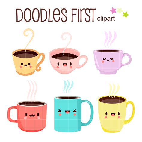 Cute Coffee and Tea Cup Digital Clip Art for Scrapbooking Card - Etsy