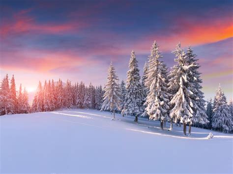 Colorful Winter Sunrise in Mountains Stock Photo - Image of light ...