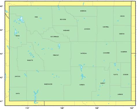 Counties Map of Wyoming - MapSof.net