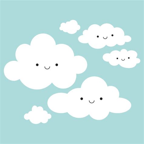 Happy Clouds Wall Decal: Baby Nursery Cloud Appliqué Kids Room Decor in ...