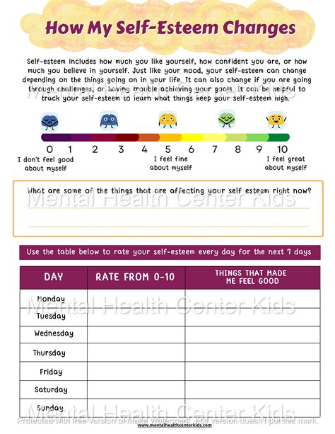 Self Esteem Worksheets - Worksheets Library