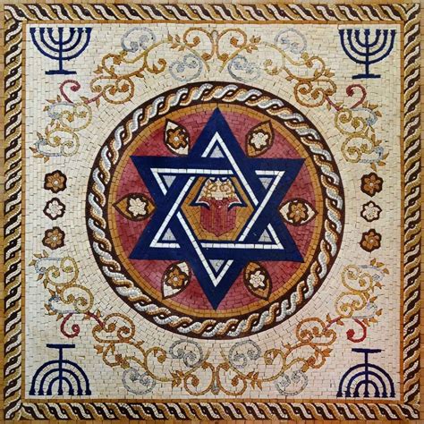 Jewish Symbols Marble Mosaic | Religious | Mozaico