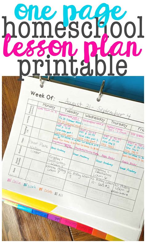 Homeschool Lesson Plan Printable - I Can Teach My Child!