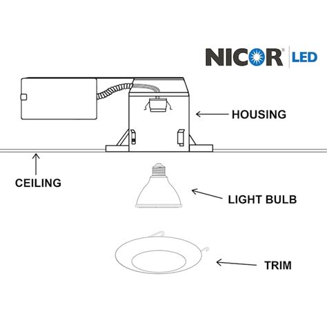 Nicor Lighting 17575 6-in White Flat Glass Recessed Light Trim in the ...