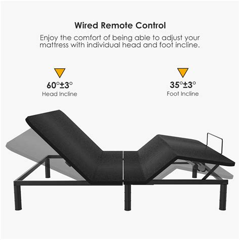 Electric Adjustable Bed Base with Wired Remote Head and Foot Incline ...