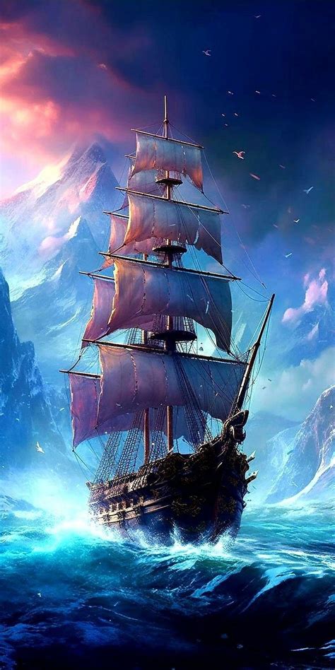 Pirate Ship Wallpaper | Pirate ship art, Old sailing ships, Ship paintings