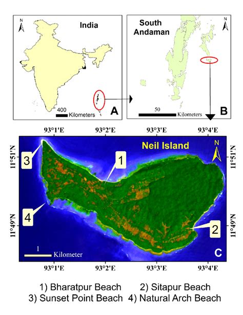 Location map of the study area showing the locations of the four ...