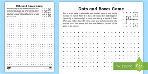 Dots And Boxes - Dot To Dot Square Game - Primary Resources