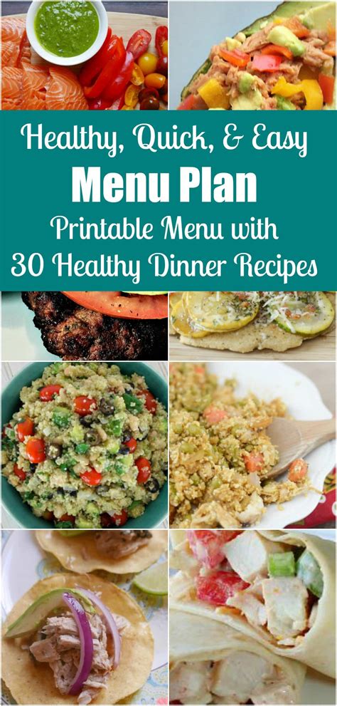 Quick, Easy, & Healthy Dinner Menu Plan - 30 Simple Recipes