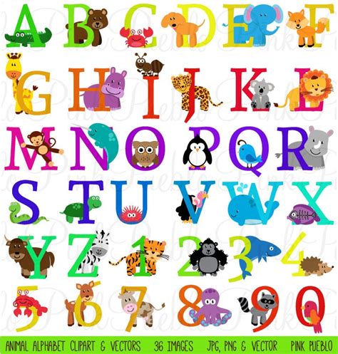 Animal Alphabet Font with Safari Jungle Zoo Animals