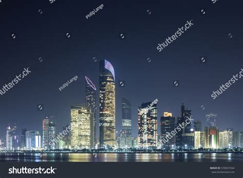 Skyline Abu Dhabi Downtown Illuminated Night Stock Photo 570037264 ...