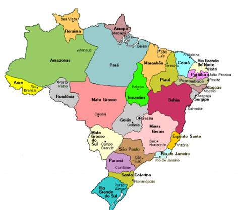 Map of the 26 Brazilian states and the Federal District of Brasilia ...