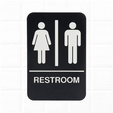 Buy ADA Unisex Restroom Sign with Braille, Black and White, 9 x 6 ...