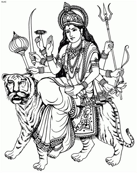 The best free Durga coloring page images. Download from 10 free ...