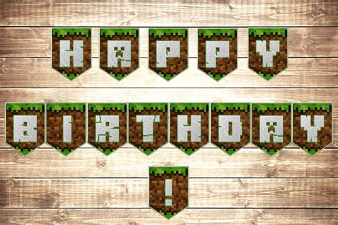 Minecraft Happy Birthday Banner Printable Free | Happy birthday banner ...