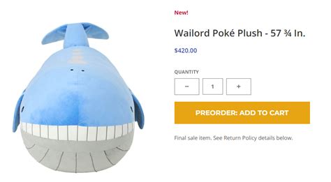 This giant Wailord Pokemon plush will fill the void in your life, at a ...