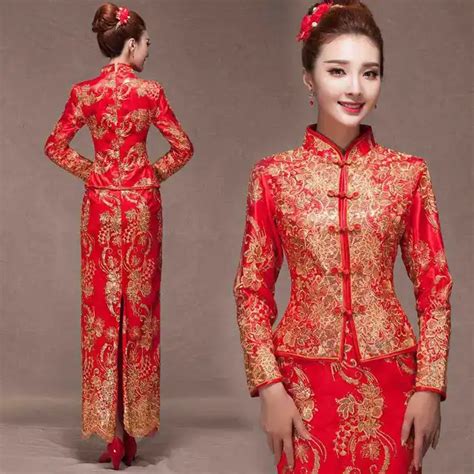 Aliexpress.com : Buy Chinese Wedding Dresses Red Lace Cheongsam Qipao ...