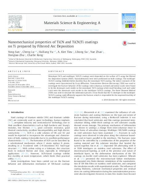 (PDF) Nanomechanical properties of TiCN and TiCN/Ti coatings on Ti ...