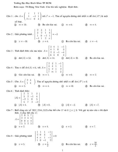 [PDF]Đại Số Tuyến Tính - Đh Bách Khoa Hcm - Ts Lê Xuân Đại - Dinhthuc.Pdf