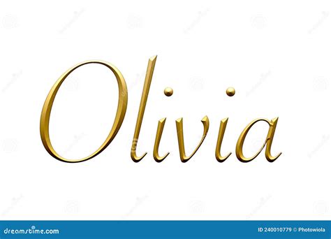 Olivia - Female Name . Gold 3D Icon on White Background. Decorative ...