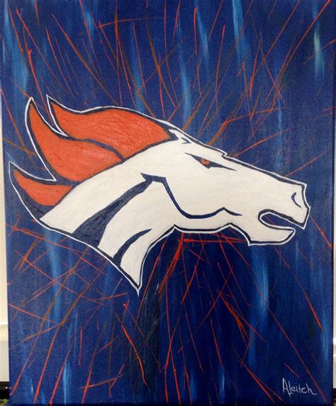 Denver Broncos Thunder on a 16x20 canvas, painted with acrylics. By ...