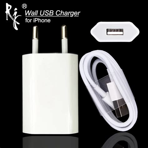 AC Wall USB Charger EU Plug White Color For Apple iPhone 5 5S 5C 6 6S 7 ...