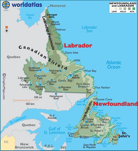 Newfoundland and Labrador Canada Large Color Map