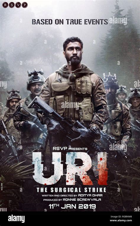 URI: THE SURGICAL STRIKE, Indian poster, Vicky Kaushal (center), Mohit ...