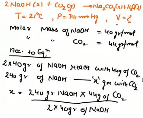 SOLVED: Sodium hydroxide, NaOH, is used to absorb carbon dioxide gas by ...