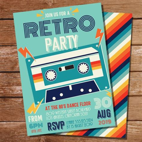 Retro Dance Party Invitation - Retro Party Invitation - Vintage Party ...